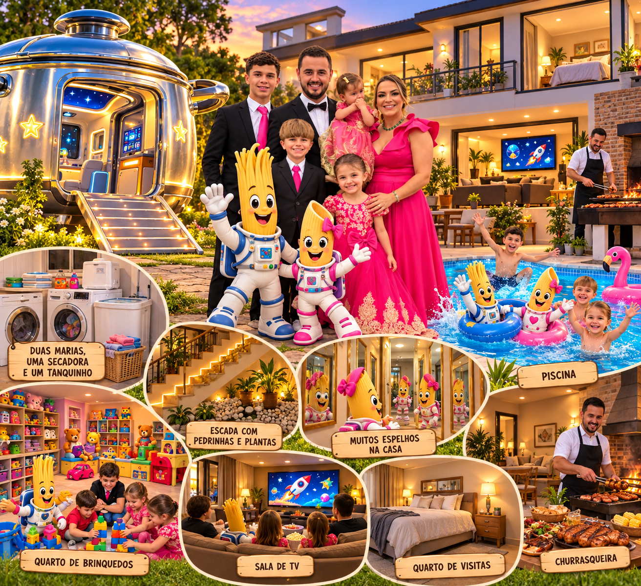 Ilustração de O Planeta Casa da prima Carol e primo Vinicius